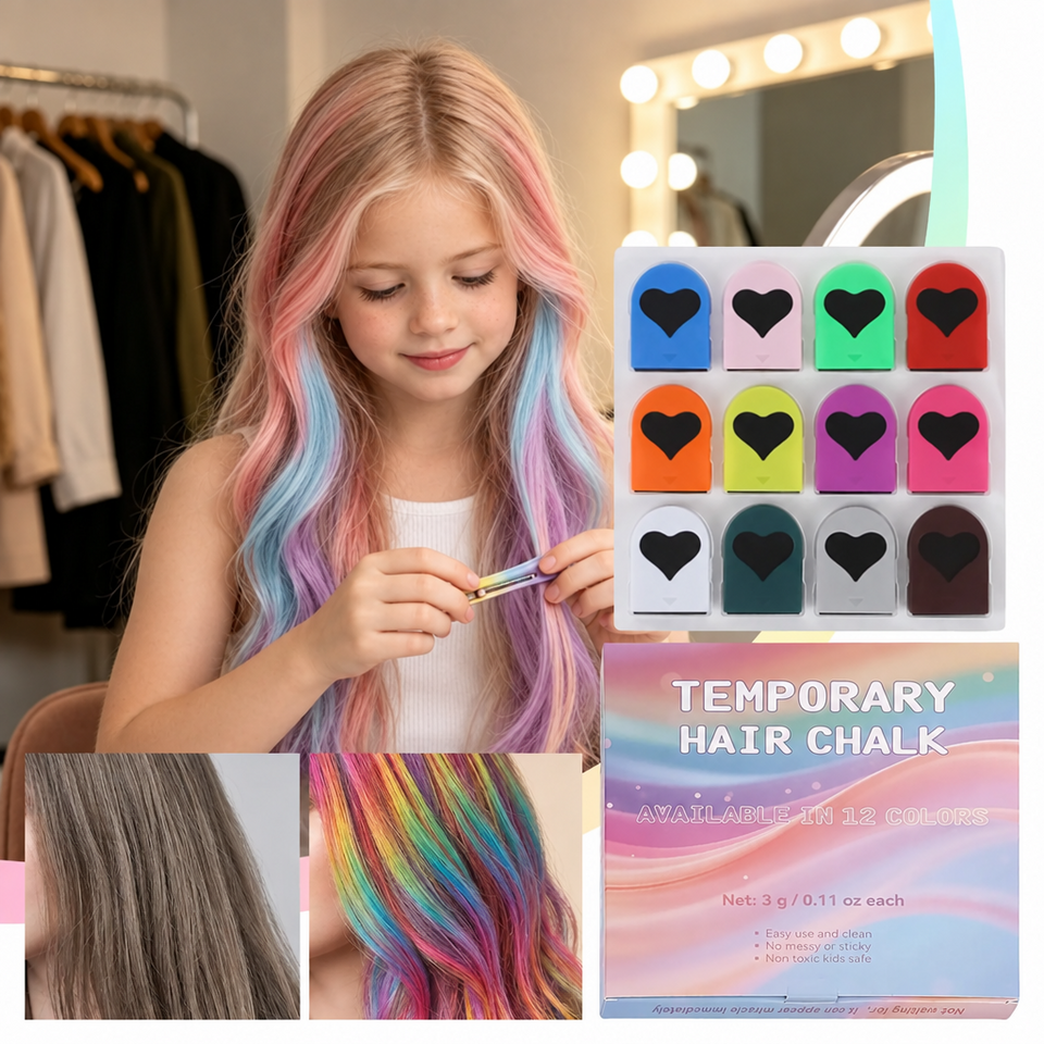 ColorPop - Haarkrijt voor Kinderen – 12 Kleuren – Tijdelijke Haarkleuring