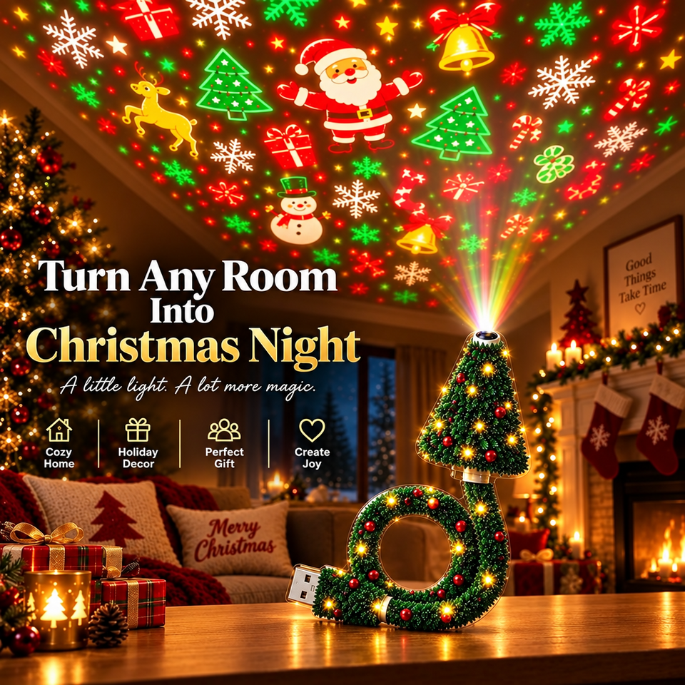 HolidayBeam – Feestelijk & Sfeervol – USB Kerstprojector met Lichtpatronen