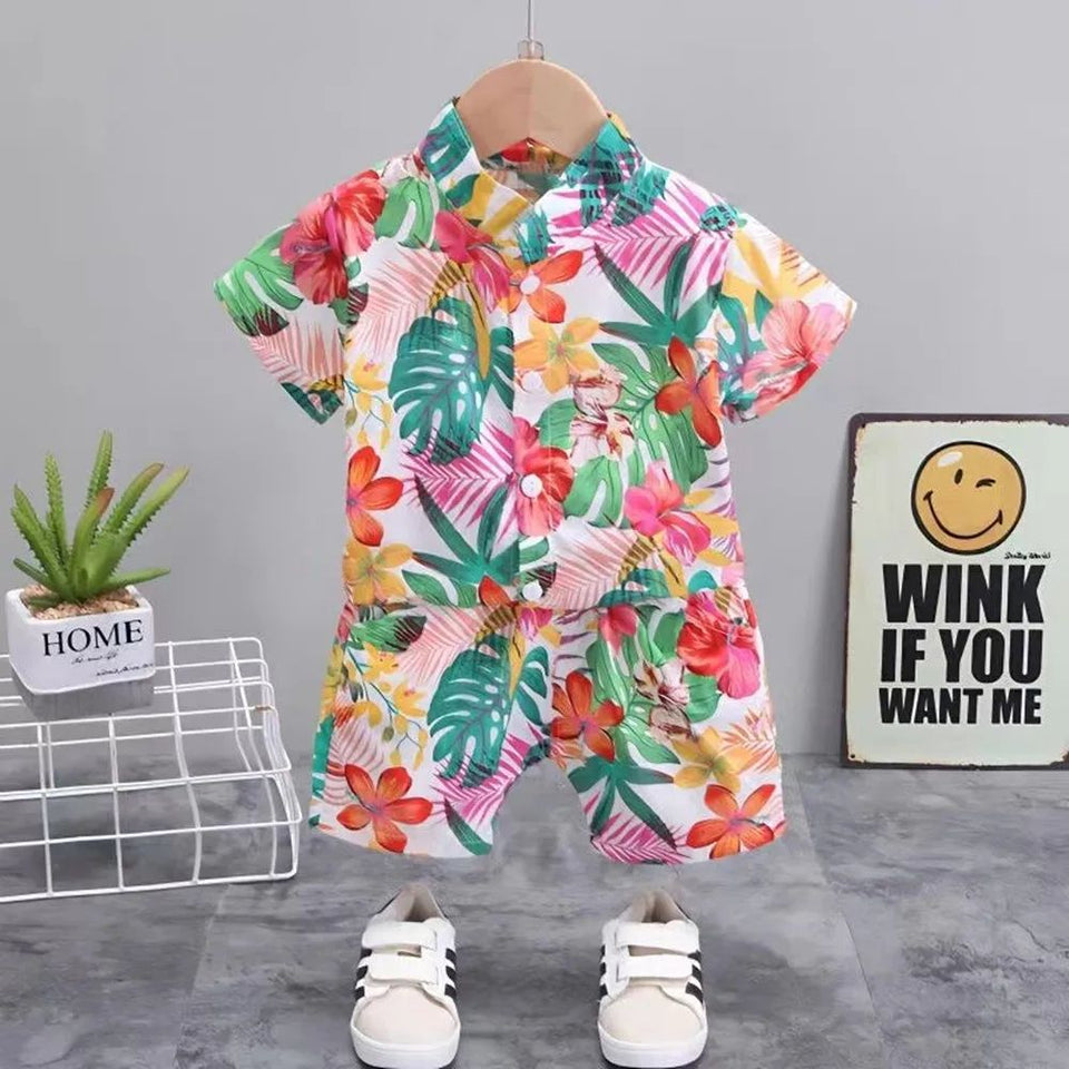 Mini Fashion™ - Fris & Vrolijk - Bloemen Jongens Setje