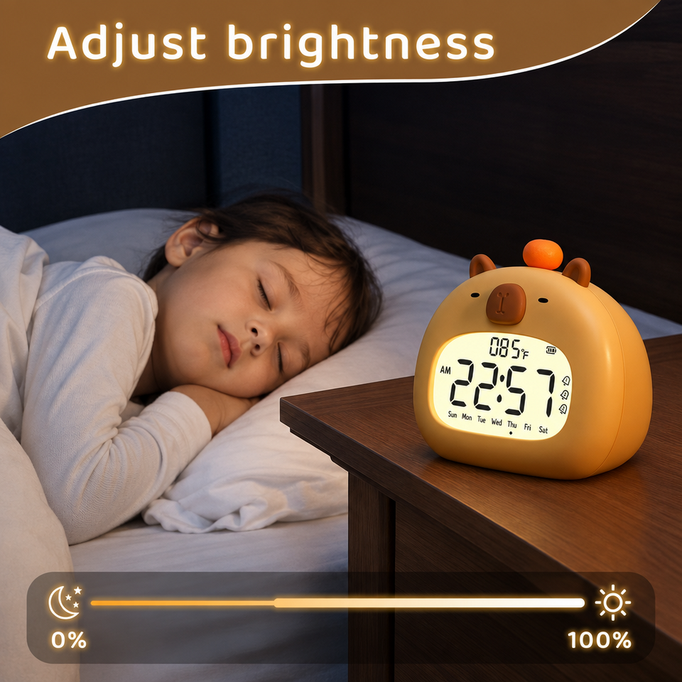 CappyClock – Schattig & Multifunctioneel – Digitale Kinderwekker met Nachtlampje