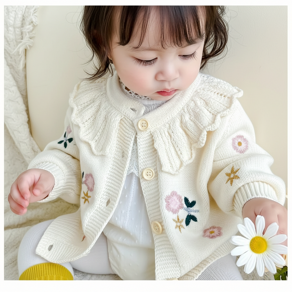 FloraKnit – Warm & Modieus – Gebreid Vestje met Bloemendetails