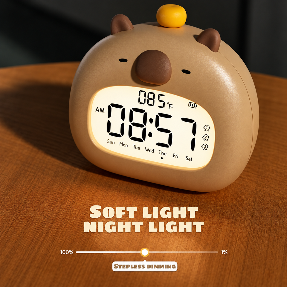 CappyClock – Schattig & Multifunctioneel – Digitale Kinderwekker met Nachtlampje