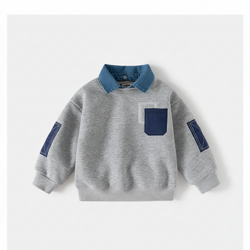 CoolJunior – Warm & Stijlvol – Jongens Trui met Denim Kraag