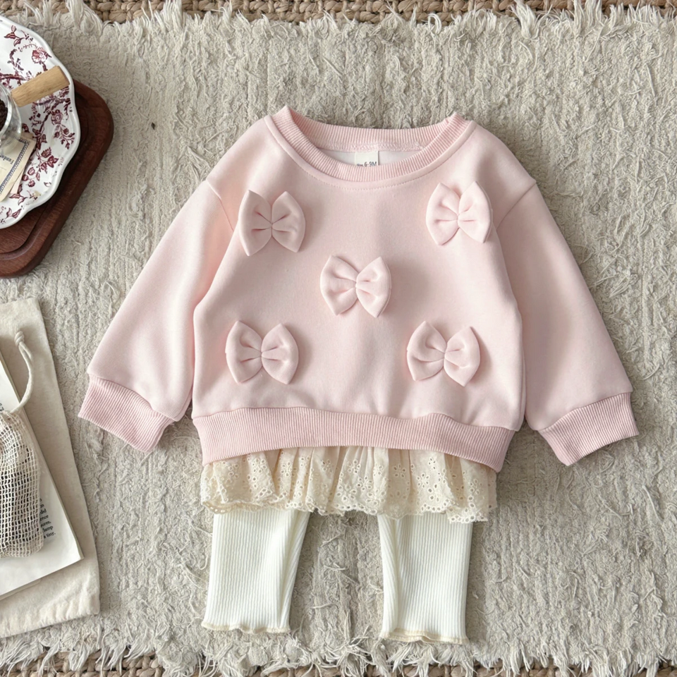 LittleAngel – Zacht & Stijlvol – Baby Set met Sweater en Elastische Broek
