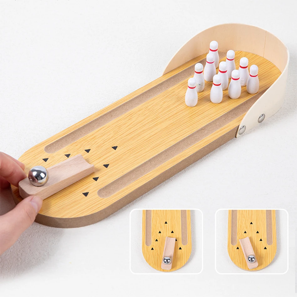 MiniStrike – Gezellig & Interactief – Houten Tafel Bowling Spel