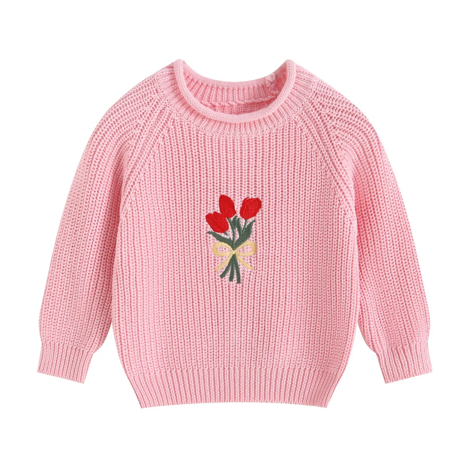 FloraBloom – Zacht & Vrolijk – Kindertrui met Bloemenborduursel