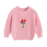 FloraBloom – Zacht & Vrolijk – Kindertrui met Bloemenborduursel