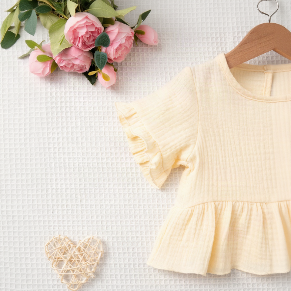 SoftCharm – Elegant & Comfortabel – Meisjes Set met Ruffle Top en Lange Broek