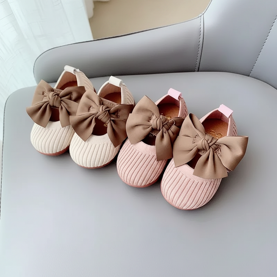 SweetBow – Lief & Praktisch – Gebreide Babyschoenen met Vlinderstrik