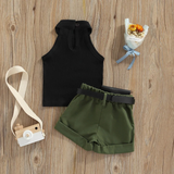 MiniFashionista – Elegant & Trends – Meisjes Set met Top, Short en Heuptasje