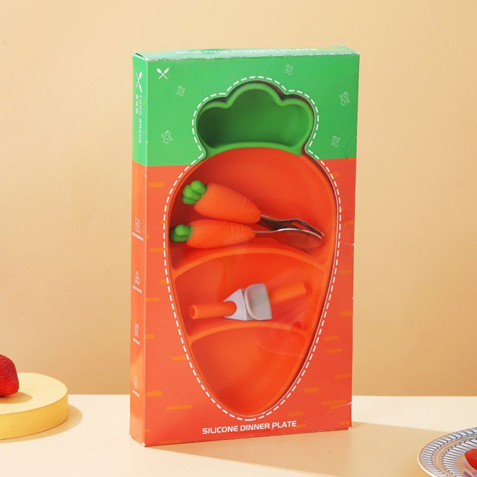 MiniMeal – Veilig & Antislip – Siliconen Peuterbord Set met Bestek
