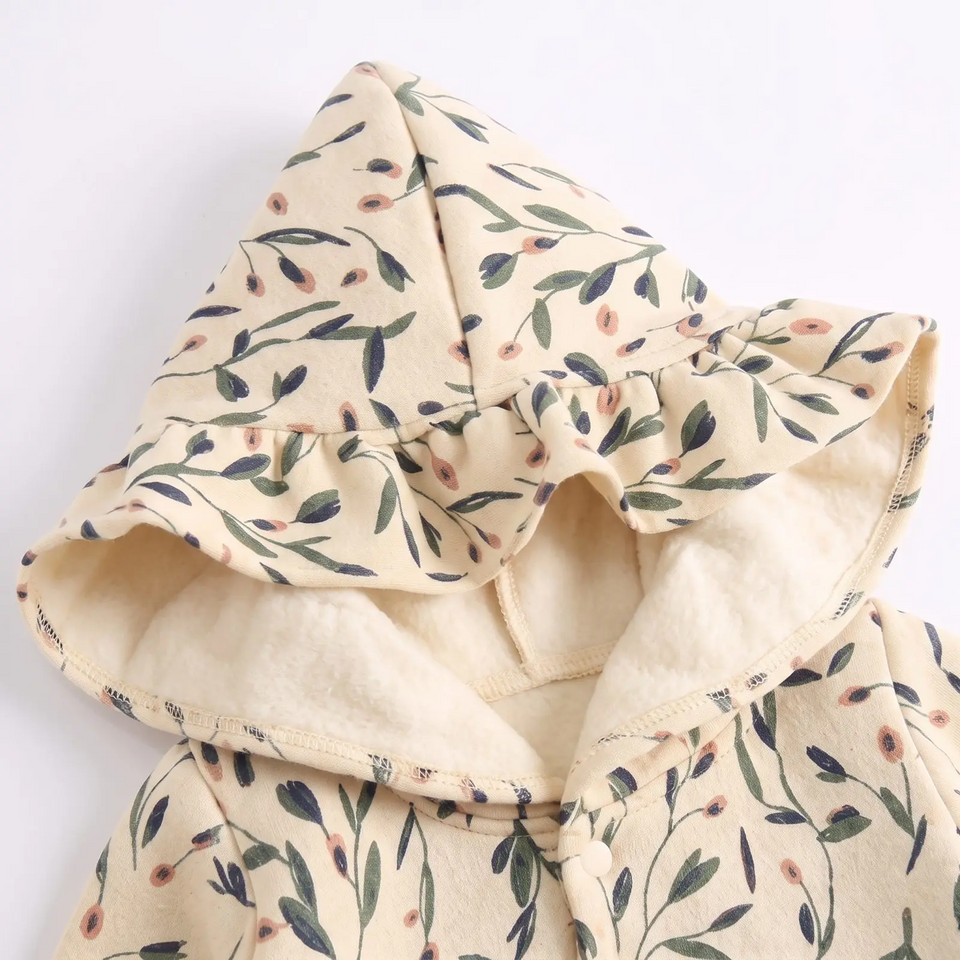 FloraCozy – Zacht & Warm – Baby Meisjes Winterromper met Bloemen
