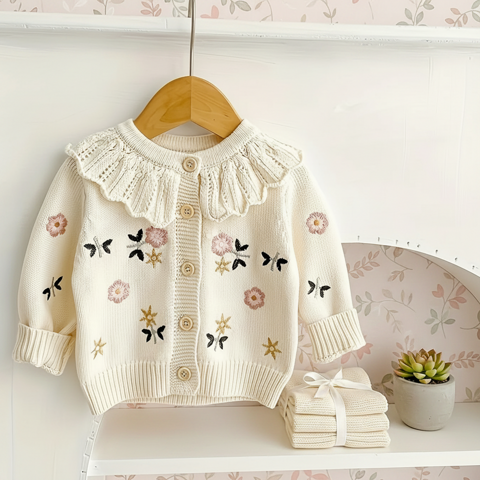 FloraKnit – Warm & Modieus – Gebreid Vestje met Bloemendetails