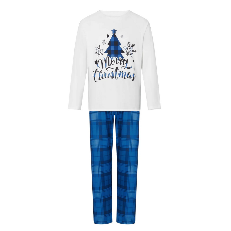 BlueChristmas – Elegant & Feestelijk – Familiepyjama met Kerstboomdesign