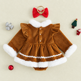 LittleGinger – Warm & Feestelijk – Baby Kerst Jumpsuit met Haarband