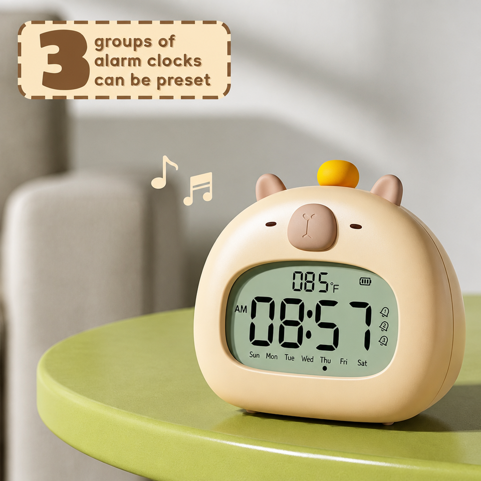 CappyClock – Schattig & Multifunctioneel – Digitale Kinderwekker met Nachtlampje
