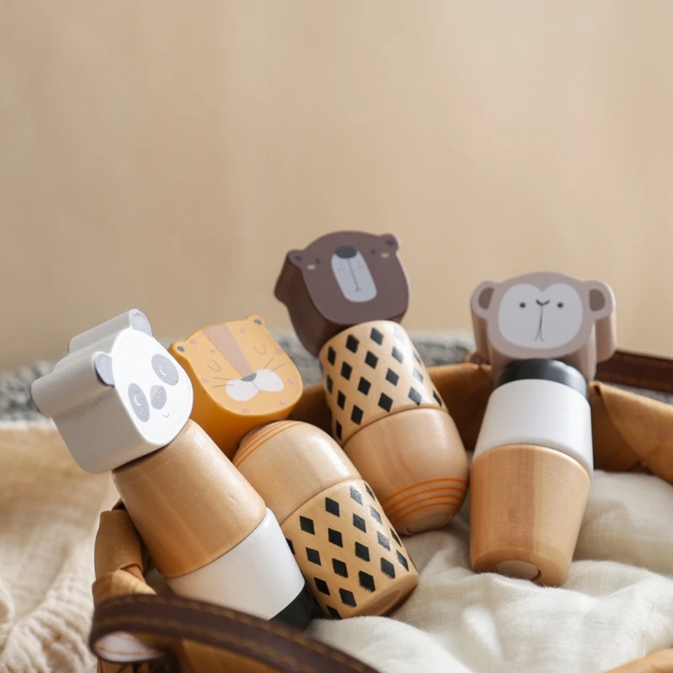WoodyFriends – Motoriek & Plezier – Houten Dier Stapelspeelgoed