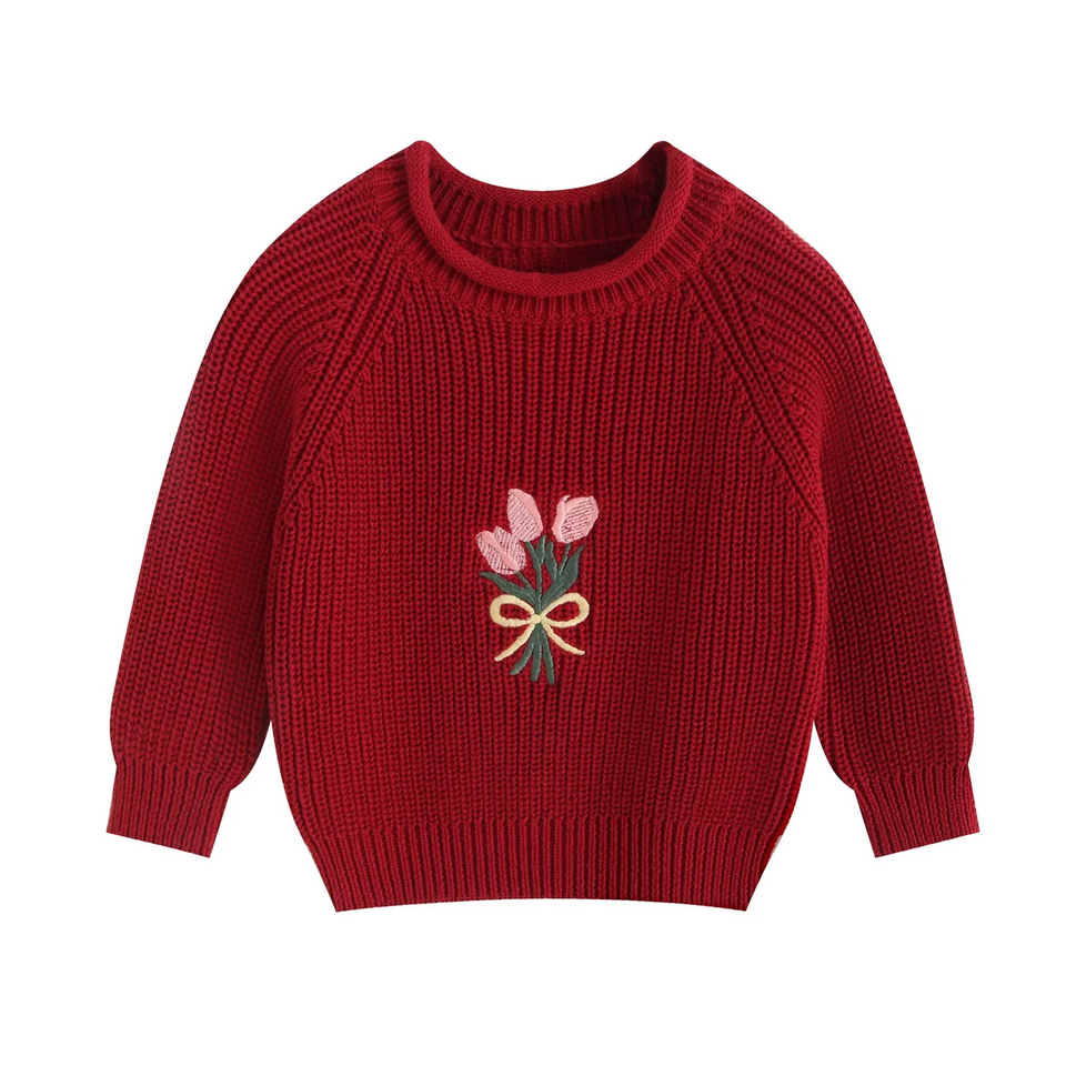 FloraBloom – Zacht & Vrolijk – Kindertrui met Bloemenborduursel