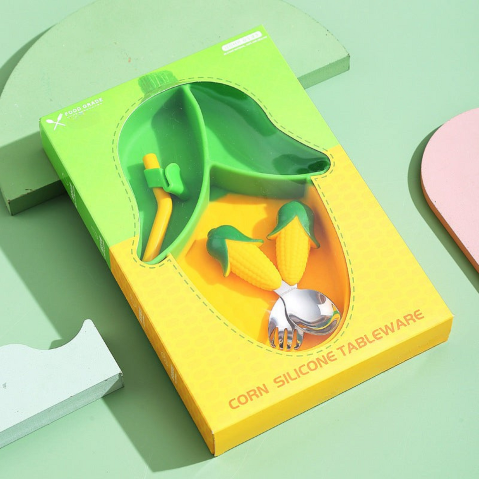 MiniMeal – Veilig & Antislip – Siliconen Peuterbord Set met Bestek