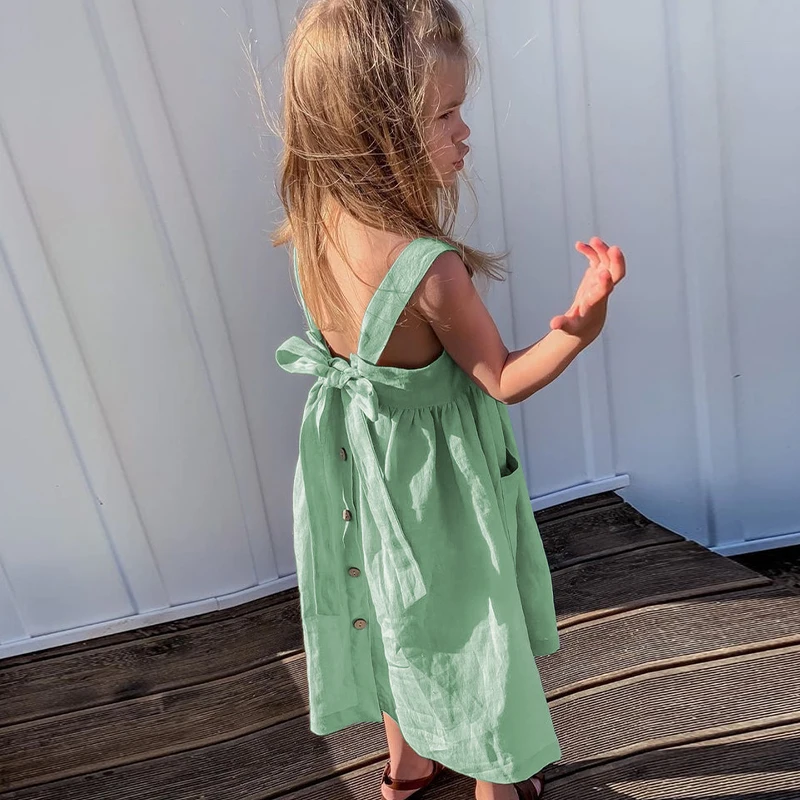 BloomGrace – Schattig & Comfortabel – Kinder Jurk met Strik & Verstelbare Schouderbanden