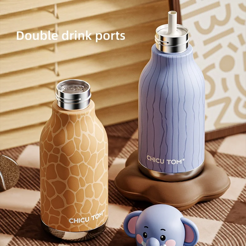AnimalSip – Schattig & Praktisch – Kinder RVS-Thermosfles met Dierenprint
