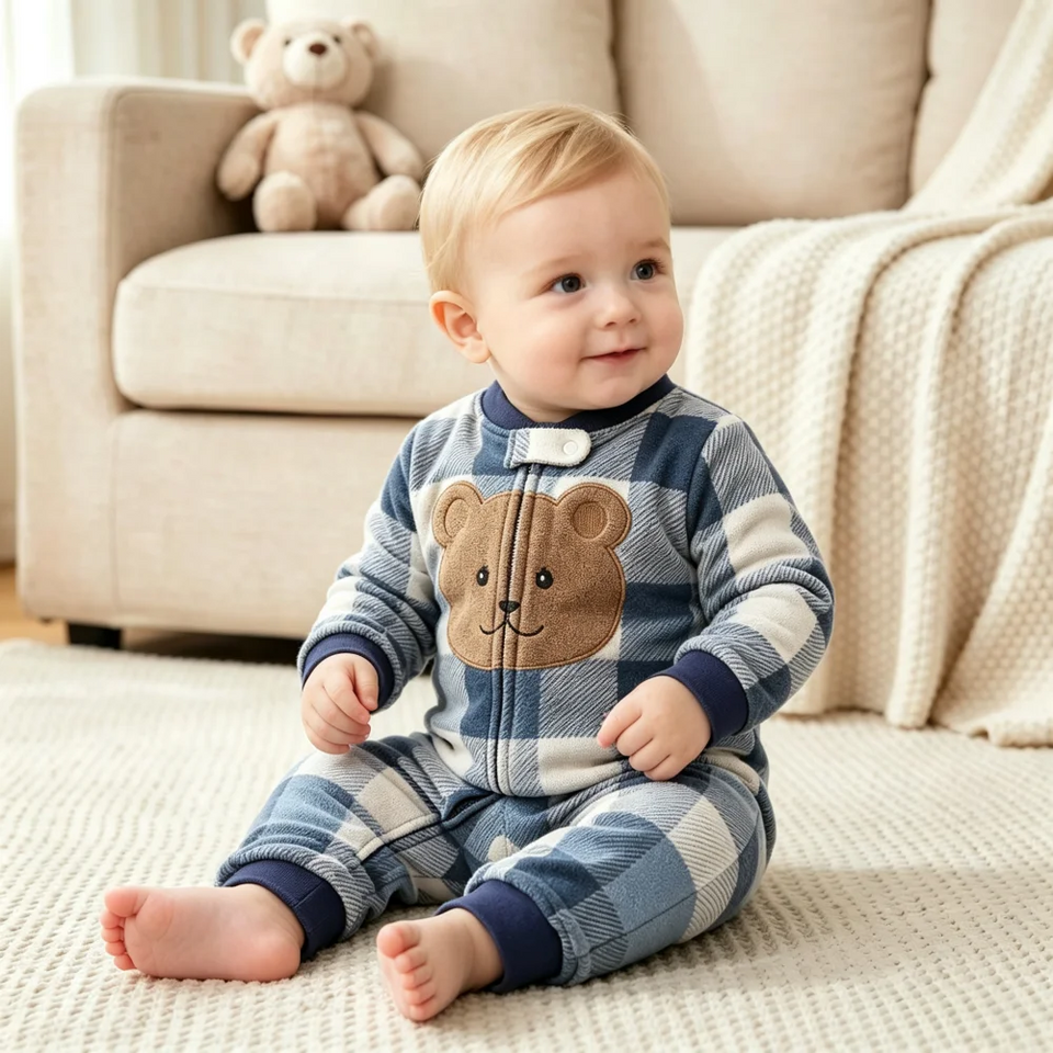 WarmBuddy – Schattig & Zacht – Baby Jumpsuit van Fleece met Cartoonprint