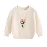 FloraBloom – Zacht & Vrolijk – Kindertrui met Bloemenborduursel