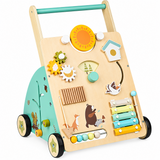 WoodenSteps – Natuurlijk & Educatief – Houten Baby Loopwagen met Speelpanelen