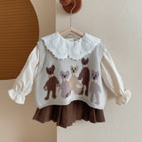 PrettyLayers – Lief & Stijlvol – Meisjes 3-Delige Set met Rok, Blouse en Gebreid Vest