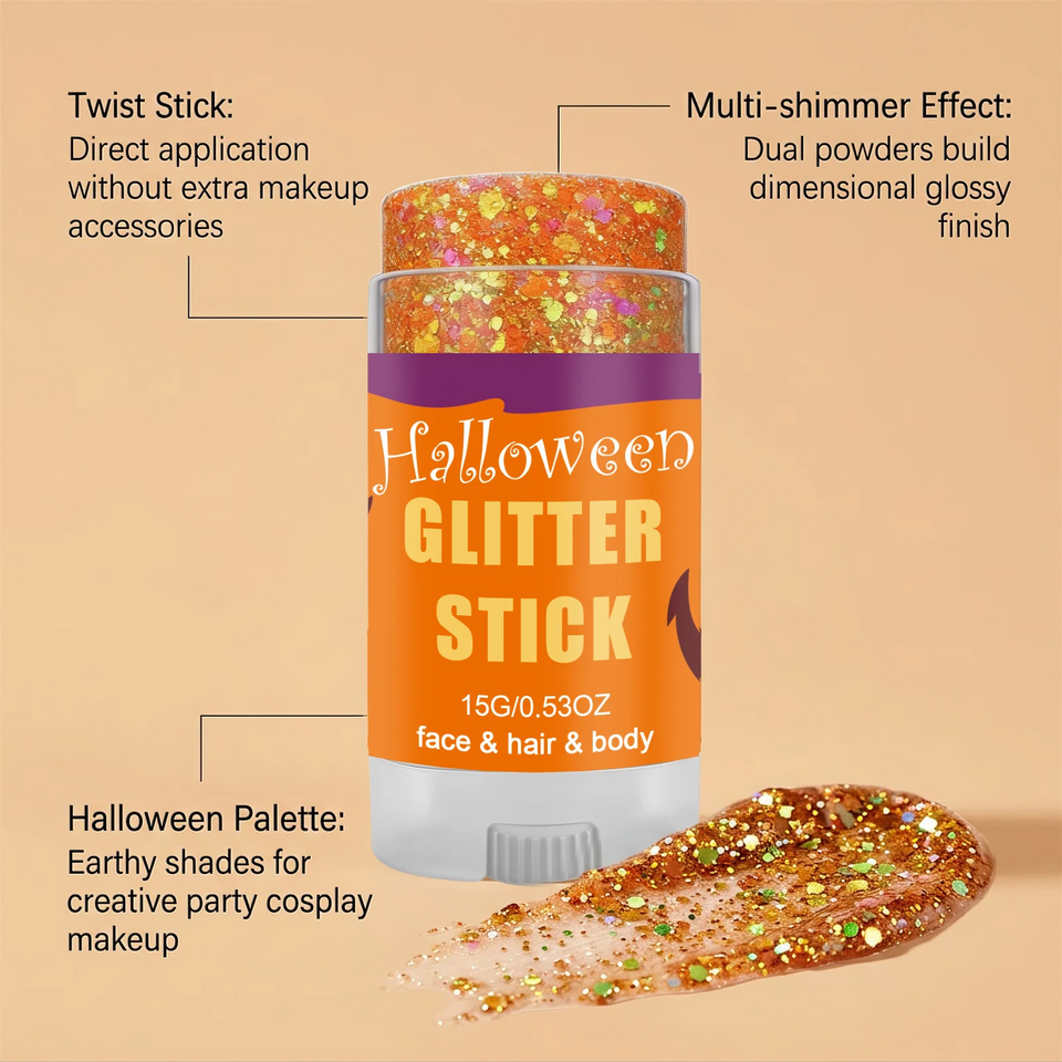 GlitterPop – Sprankelend & Feestelijk – Halloween Glitter Stick voor Gezicht, Haar en Lichaam