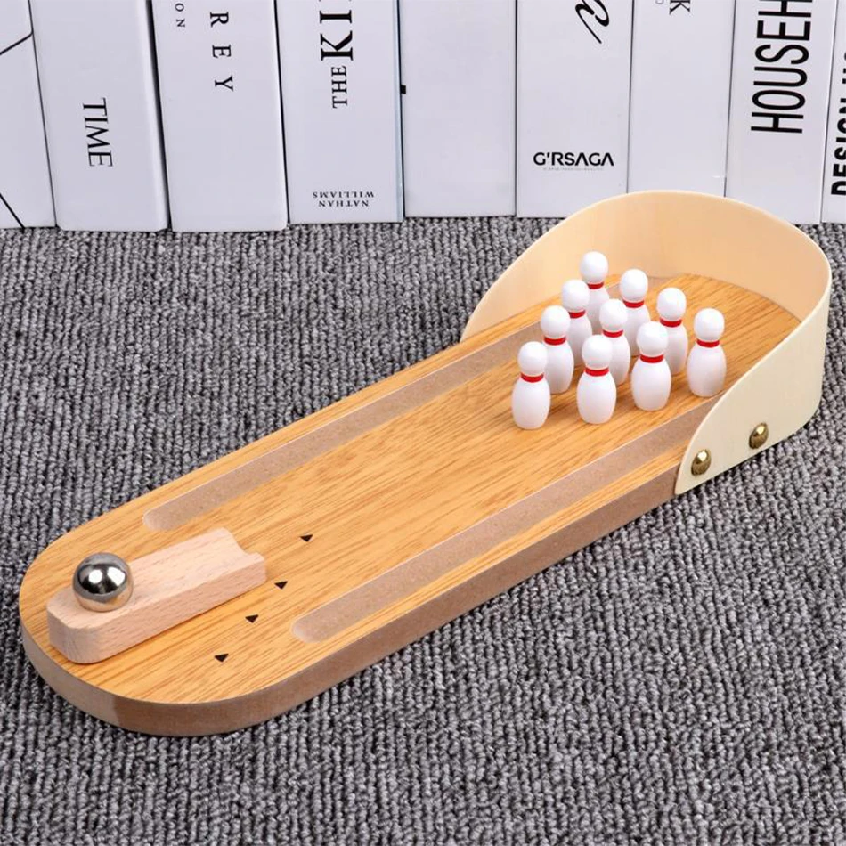MiniStrike – Gezellig & Interactief – Houten Tafel Bowling Spel