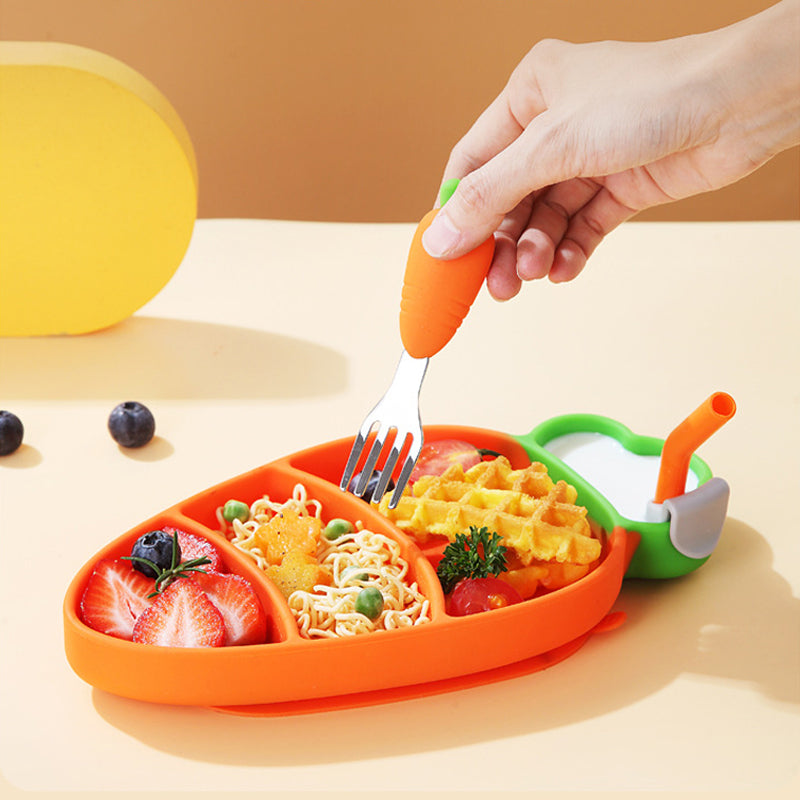 MiniMeal – Veilig & Antislip – Siliconen Peuterbord Set met Bestek