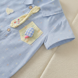KiddoStyle – Schattig & Zacht – Kinder Jumpsuit met Stropdas en Patch