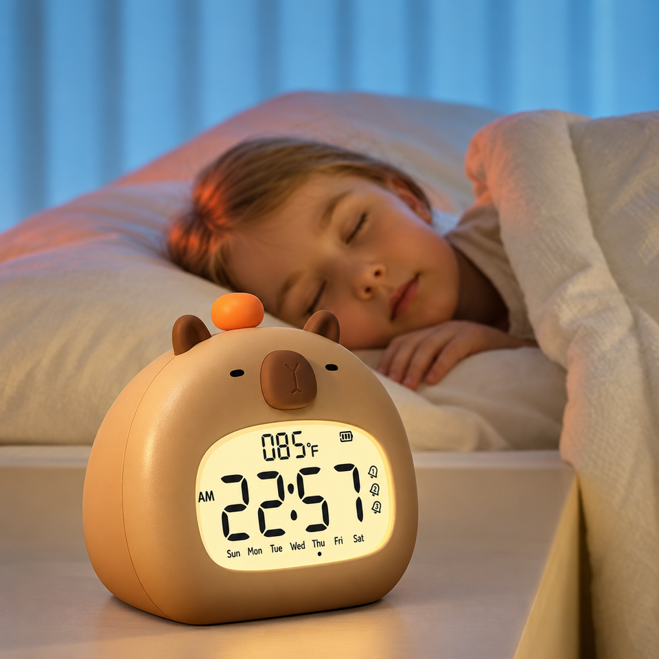 CappyClock – Schattig & Multifunctioneel – Digitale Kinderwekker met Nachtlampje