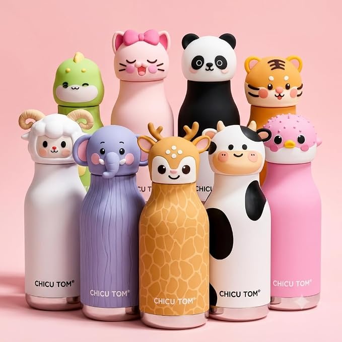 AnimalSip – Schattig & Praktisch – Kinder RVS-Thermosfles met Dierenprint