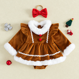 LittleGinger – Warm & Feestelijk – Baby Kerst Jumpsuit met Haarband
