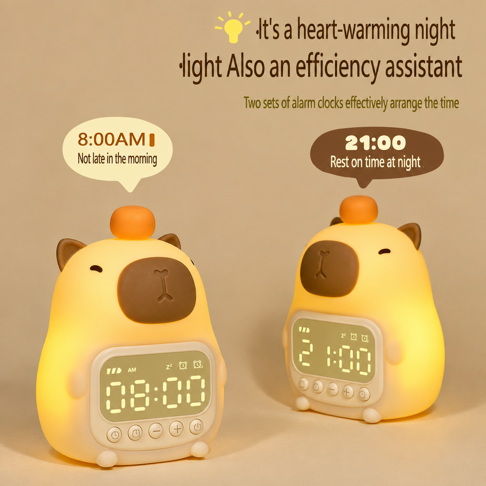 CappyClock – Schattig & Multifunctioneel – Digitale Kinderwekker met Nachtlampje