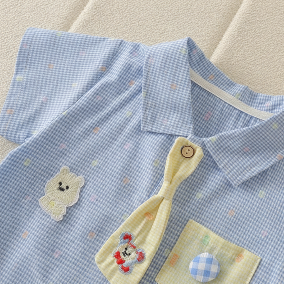 KiddoStyle – Schattig & Zacht – Kinder Jumpsuit met Stropdas en Patch