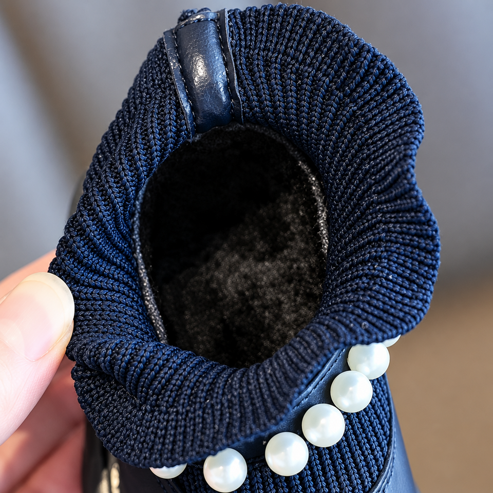 PearlCharm – Elegant & Schattig – Kinder Enkellaarsjes met Pareldetails