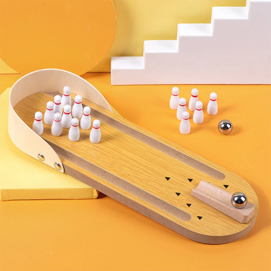 MiniStrike – Gezellig & Interactief – Houten Tafel Bowling Spel