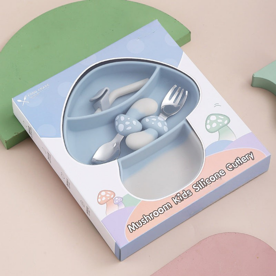 MiniMeal – Veilig & Antislip – Siliconen Peuterbord Set met Bestek