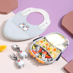 MiniMeal – Veilig & Antislip – Siliconen Peuterbord Set met Bestek