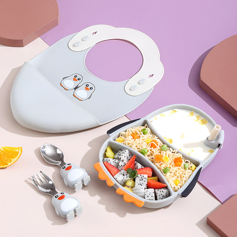 MiniMeal – Veilig & Antislip – Siliconen Peuterbord Set met Bestek