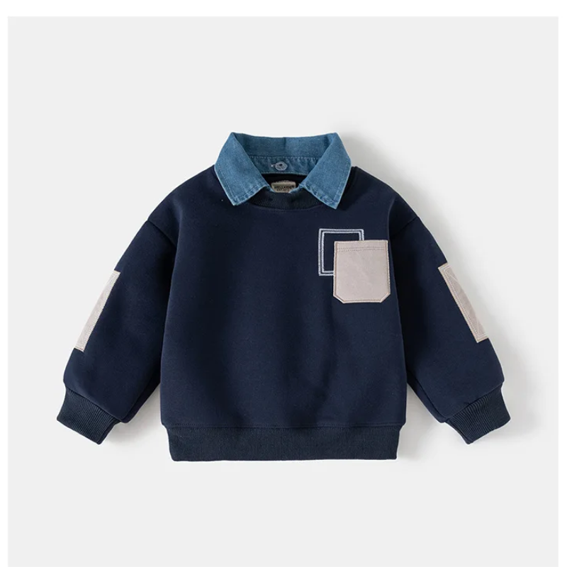 CoolJunior – Warm & Stijlvol – Jongens Trui met Denim Kraag