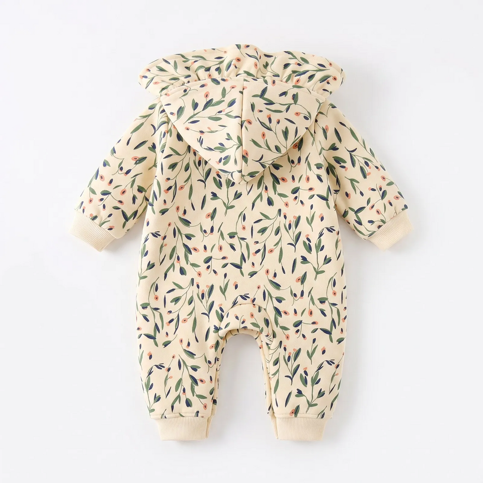 FloraCozy – Zacht & Warm – Baby Meisjes Winterromper met Bloemen