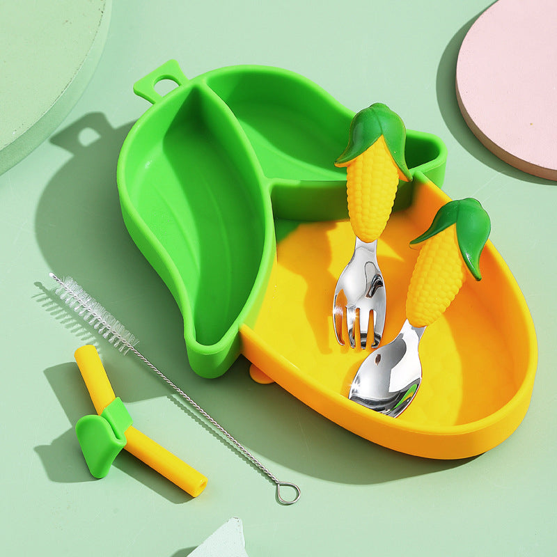 MiniMeal – Veilig & Antislip – Siliconen Peuterbord Set met Bestek
