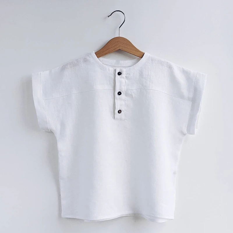 LittleClassic – Elegant & Comfortabel – Jongens Linnen Shirt met Knoopdetail