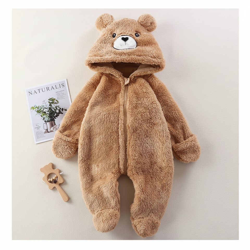 CozyBear – Zacht & Warm – Baby Onesie met Dieren Capuchon