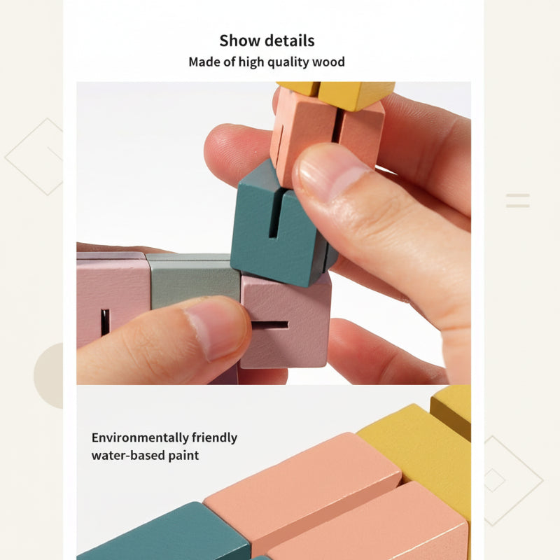 WoodCraft – Uitdagend & Educatief – 3D Houten Bouwblokken Puzzel