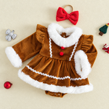 LittleGinger – Warm & Feestelijk – Baby Kerst Jumpsuit met Haarband